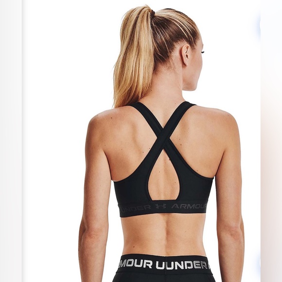 Under Armour Black Crossback Mid Sports Bra - Picture 2 of 10